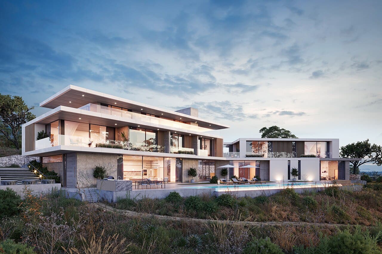 Lüks villa havuzu ve dış mekan görünümü